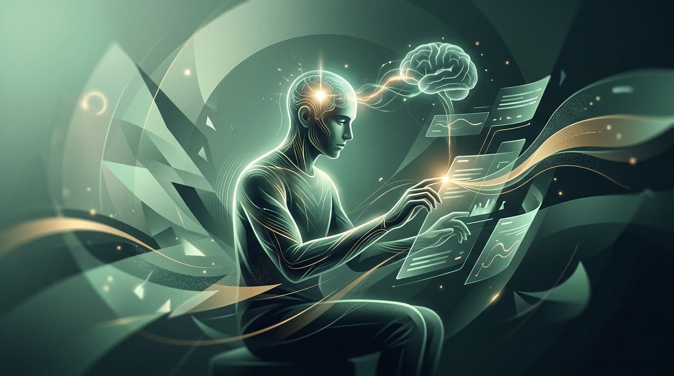 Flowchart showing interaction between a human brain and a modular minimalist interface