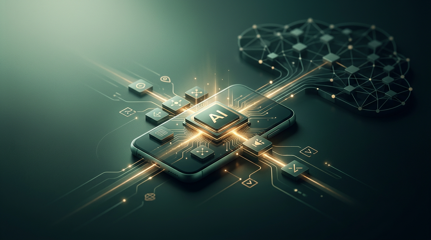 Microchip processando redes neurais localmente com feixes de luz representando velocidade.