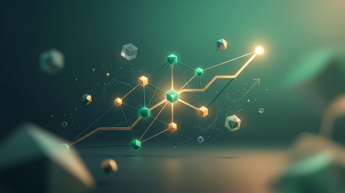 Node diagram connecting semantic SEO concepts and knowledge graphs in a digital environment.