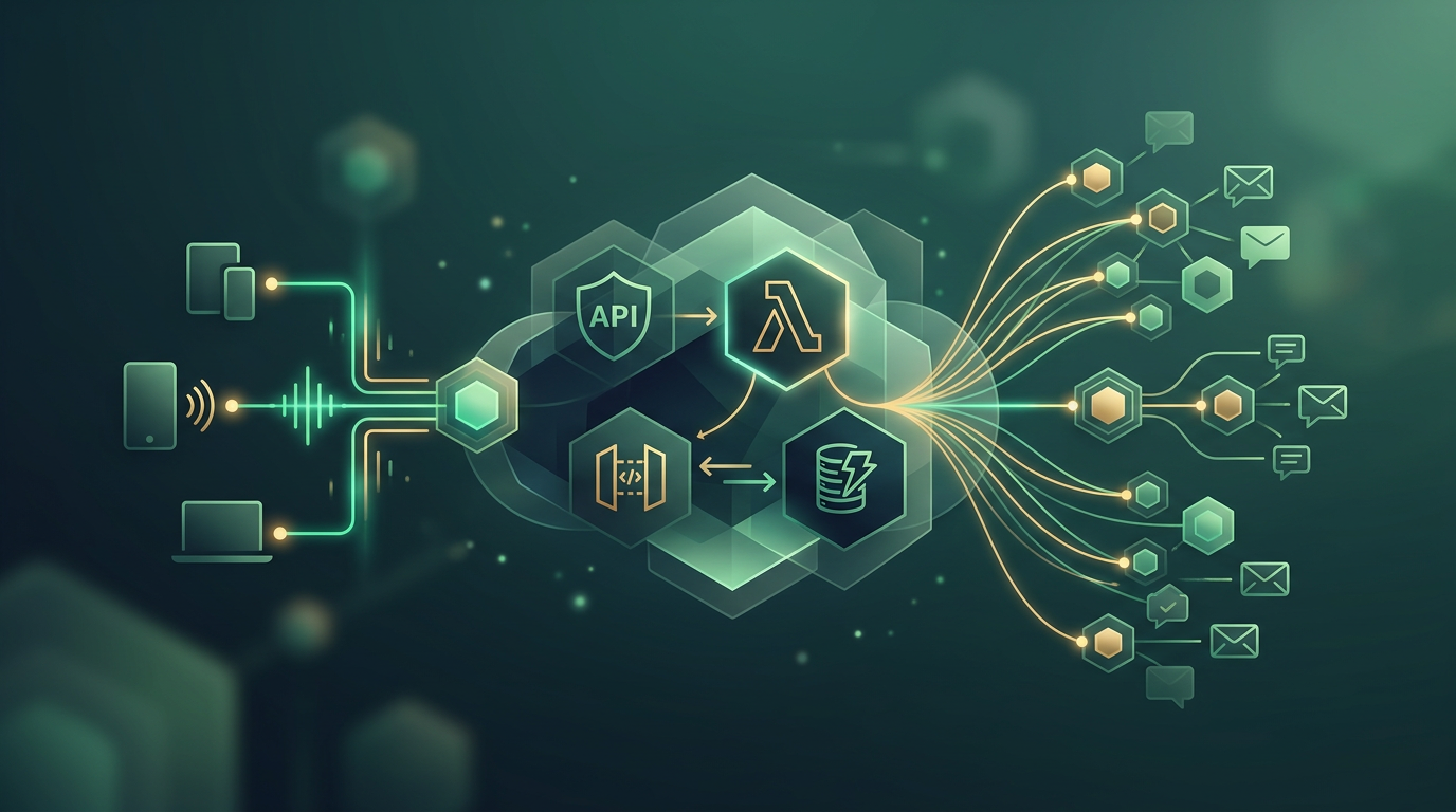 Diagrama técnico de arquitectura serverless usando AWS Lambda y API Gateway para WebSockets.